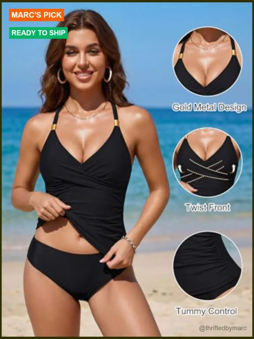 V-Neck Tankini Top Tummy Control Ruched Modest Swim Top Sleeveless